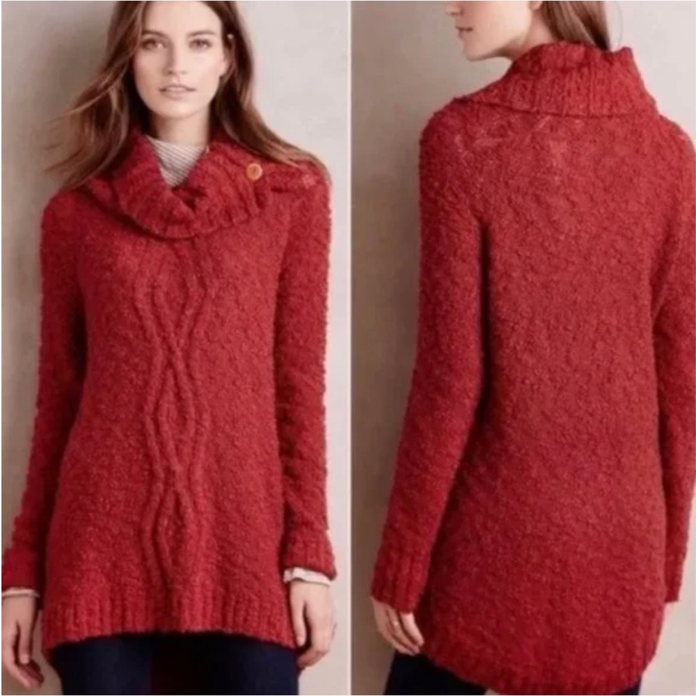 Anthropologie Moth Button Cowl Neck Sweater XXS